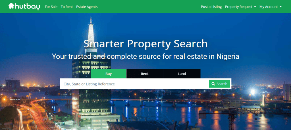 Hutbay Website Homepage - Property Listing Websites in Nigeria