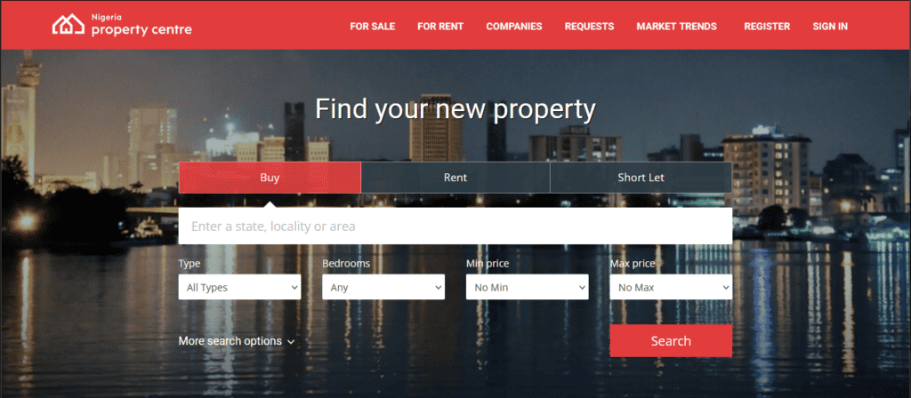 Nigeria Property Centre Website Homepage Property Listing Websites in Nigeria