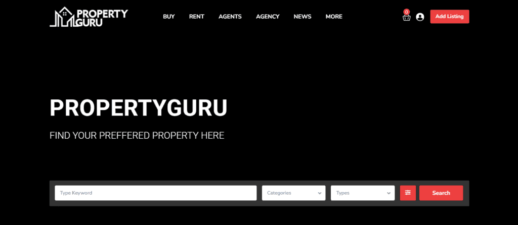 Property Guru Nigeria Website Homepage - Property Listing Websites in Nigeria
