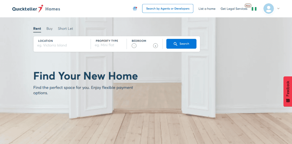 Quickteller Homes Website Homepage - Property Listing Websites in Nigeria
