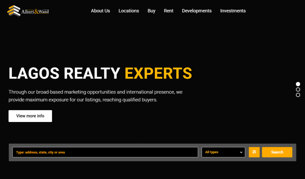 Albert Wand Website Hompage Real Estate Companies in Lagos