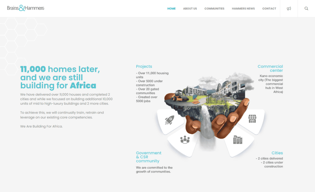 Brians & Hammers Website Homepage - Real Estate Companies in Lagos