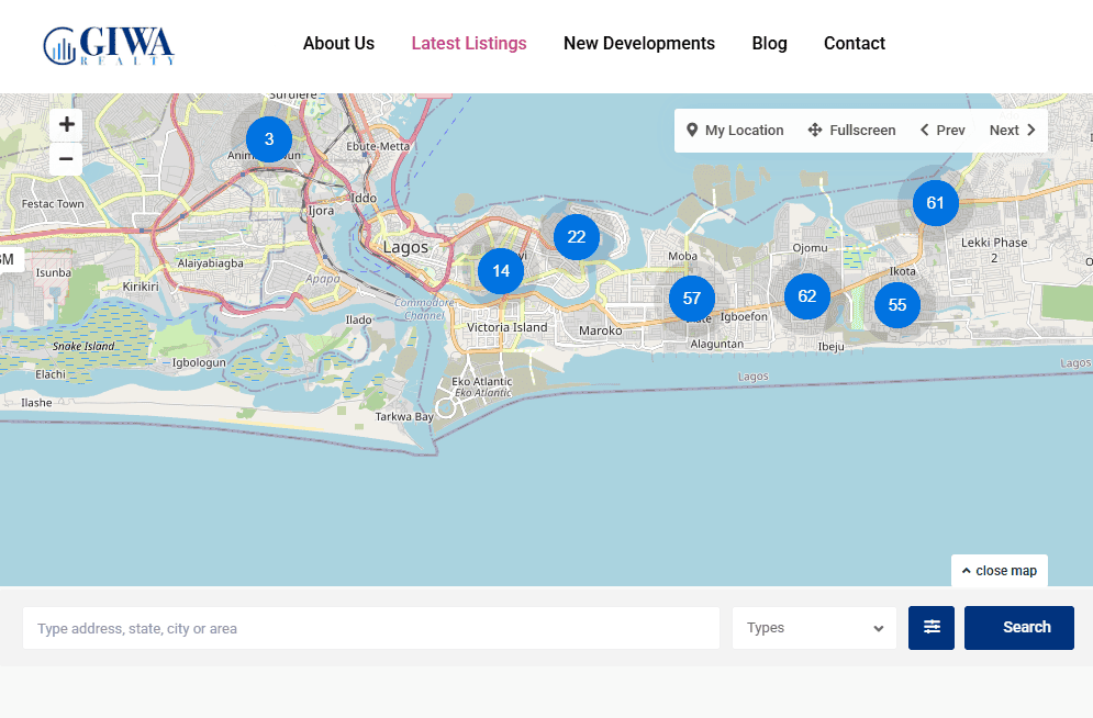 Giwa Realty Website Homepage Real Estate Companies in Lagos