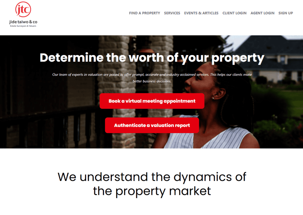 Jide Taiwo Co. Website Homepage Real Estate Companies in Lagos 1