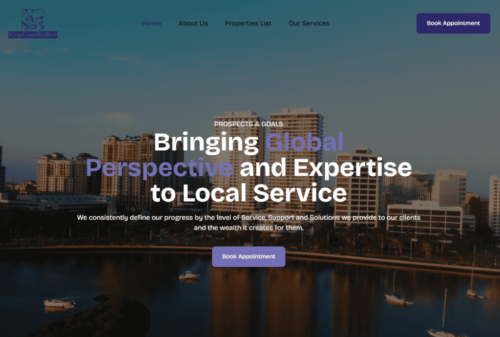 KingsCourt Realtors Website Homepage - Real Estate Companies in Lagos