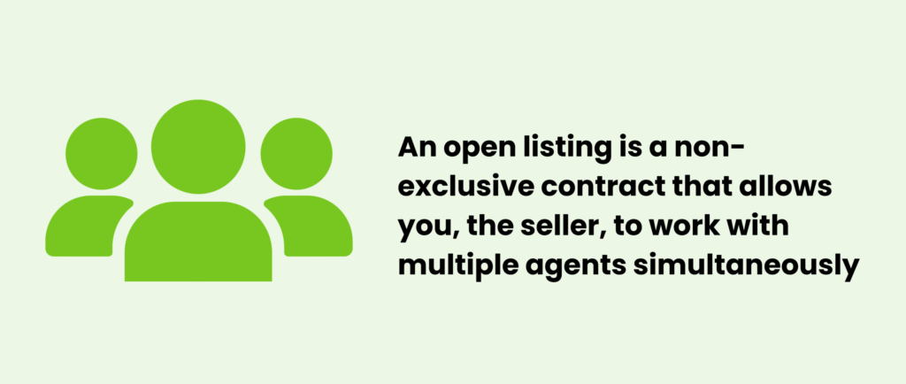 An open listing is a non exclusive contract that allows you the seller to work with multiple agents simultaneously scaled e1750984655326