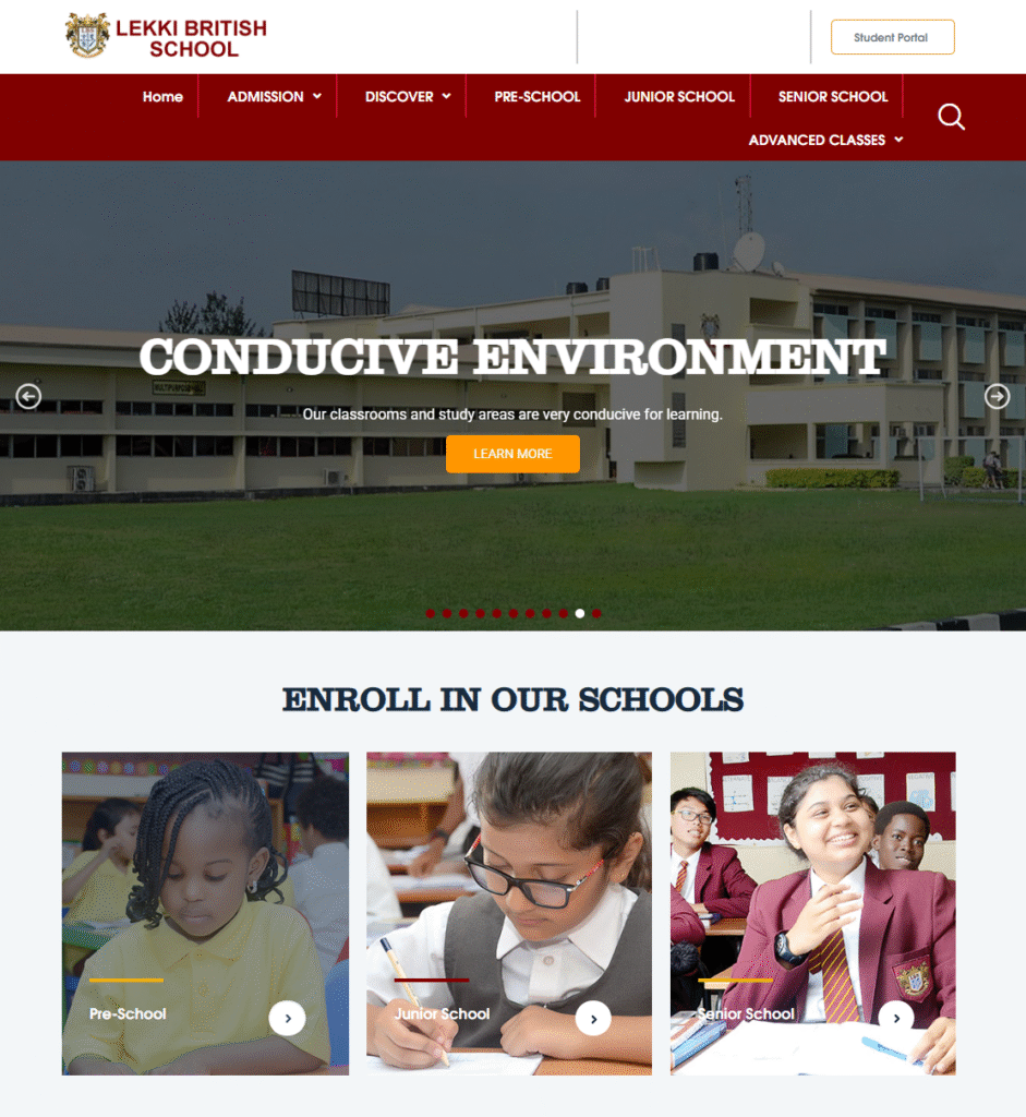 Lekki British School Website Homepage