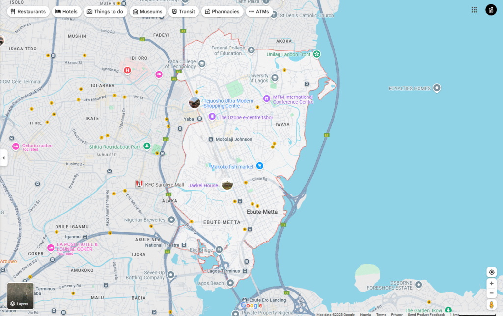 Google Map of Lagos Mainland Lagos e1752250759740