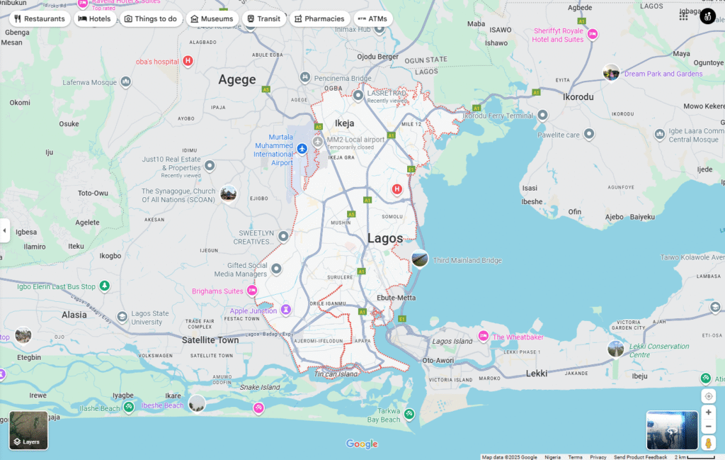 Google Map of Ikeja, Lagos